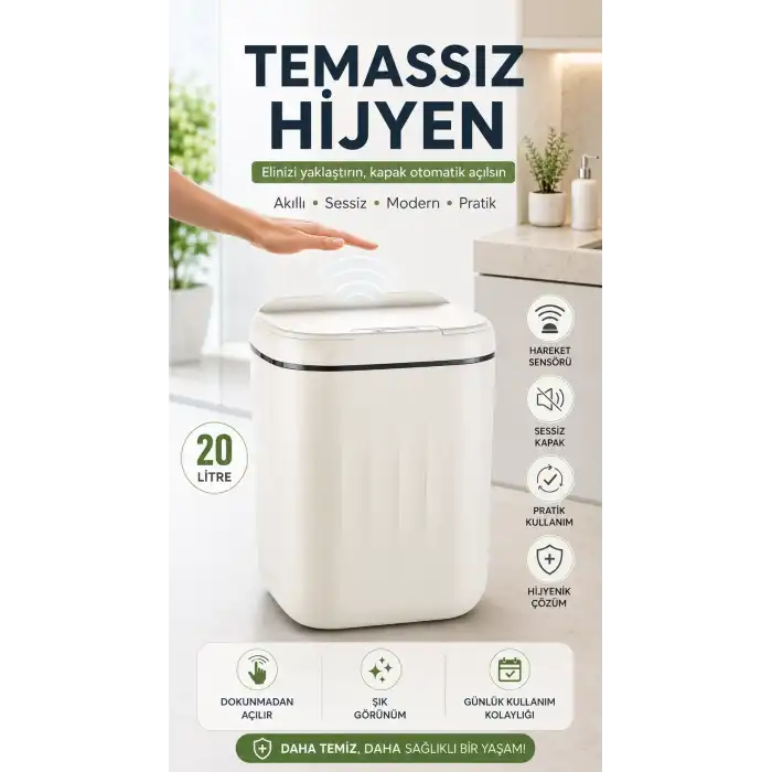 20 Litre büyük Çöp Kovası Sensörlü Hareket Algılayan