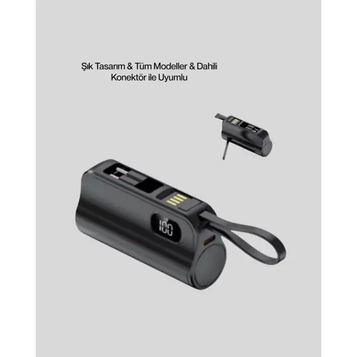 2000mAh Mini Powerbank Dahili Konektörlü PD 20W