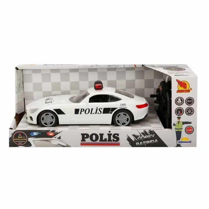 20357 Uzaktan Kumandalı Suncon Işıklı Polis Arabası 21 cm - 1 Adet Stokta Olan Gönderilir