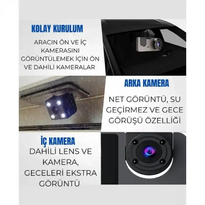 3 Kamera Özellikli Araç İçi Kamera