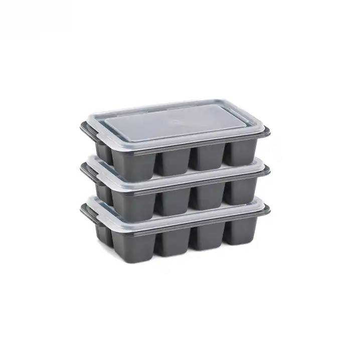 3lü Mini Buz Kalıbı - Küp Şekilli - Kapaklı - Plastik