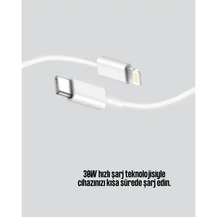30W Type-C Lightning Hızlı Şarj Kablosu 1.2m iPhone Uyumlu