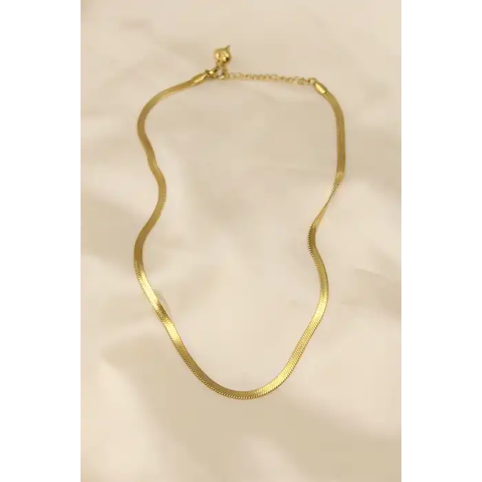 316L Çelik Altın Renk 45 cm İtalyan Zincir Model Kadın Kolye
