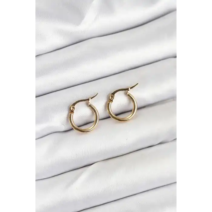 316L Çelik Gold Renk 12 mm Halka Kadın Küpe