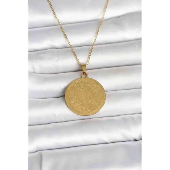 316L Çelik Gold Renk Ayetel Kürsi Yazılı Kolye
