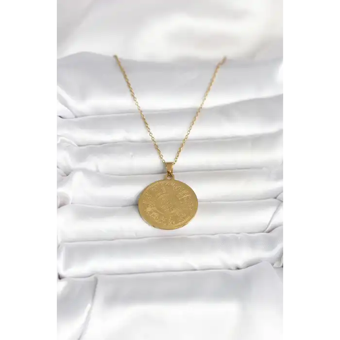 316L Çelik Gold Renk Ayetel Kürsi Yazılı Kolye