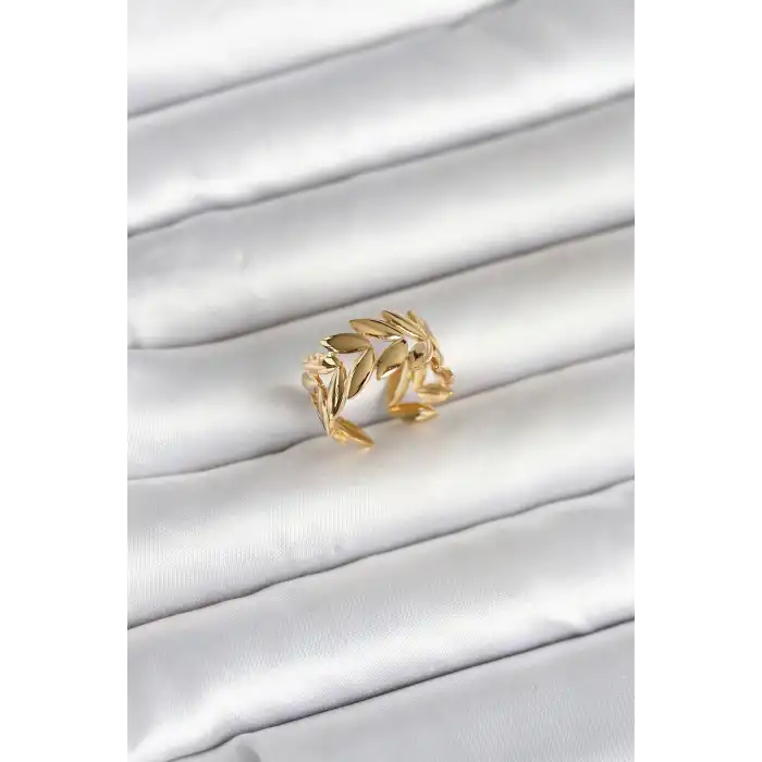 316L Çelik Gold Renk Başak Figür Kadın Yüzük