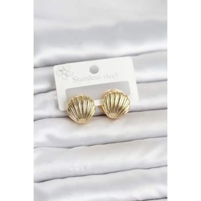 316L Çelik Gold Renk Deniz Kabuğu Model Kadın Küpe
