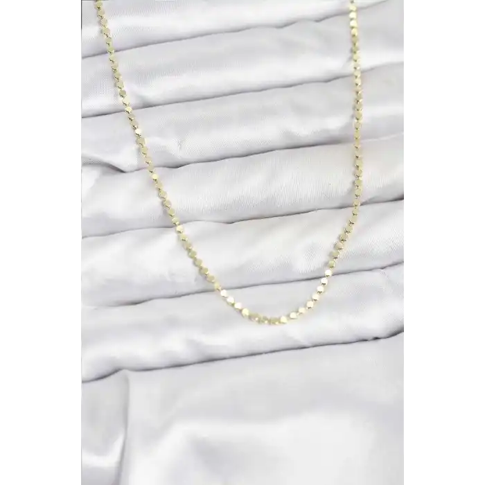 316L Çelik Gold Renk İnce Ezme Zincir Kadın Kolye