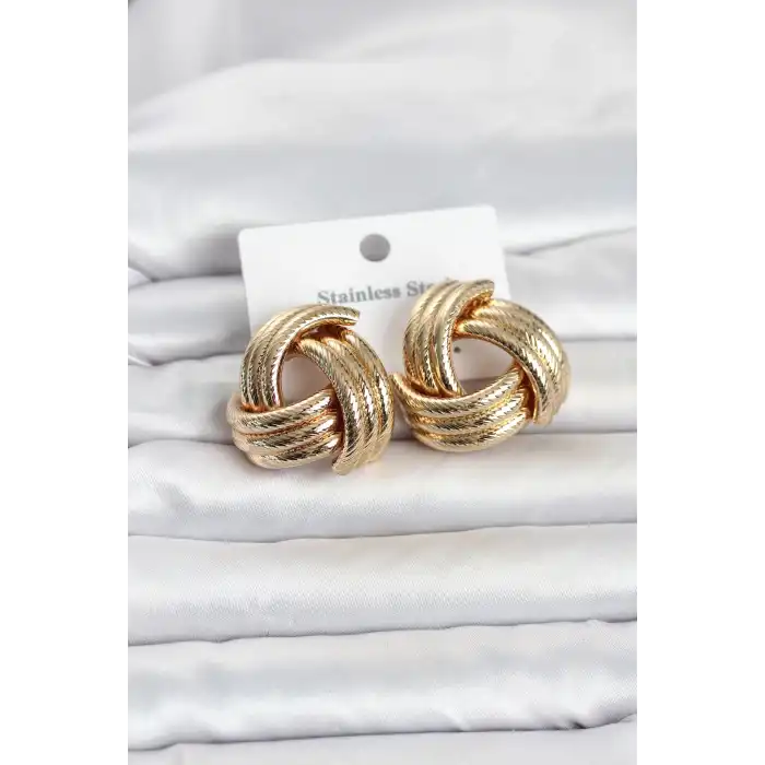 316L Çelik Gold Renk Sarmal Model Kadın Küpe