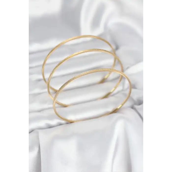 316L Çelik Gold Renk Simli Model Ajda 65 mm Kadın Bileklik