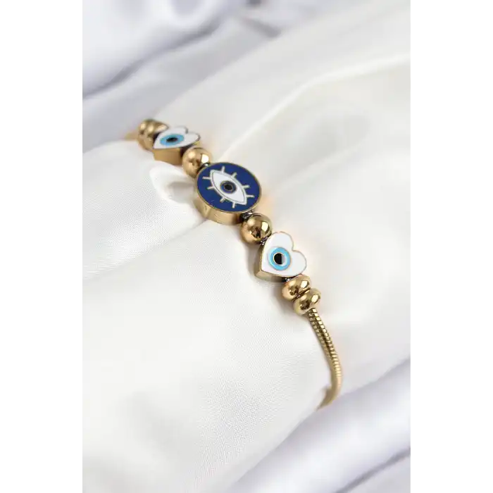 316L Çelik Göz Charm Model Gold Renk Kadın Bileklik