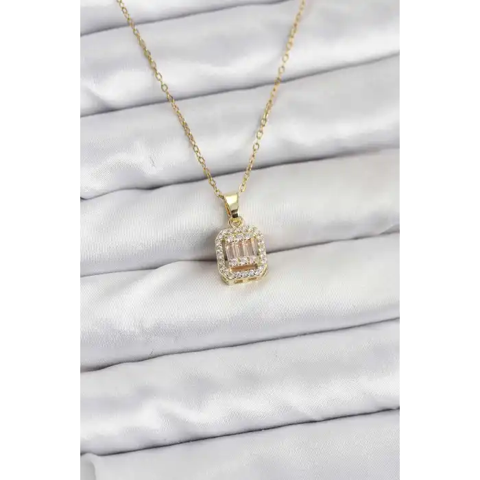 316L Çelik Zincir Gold Renk Baget Model Kadın Kolye