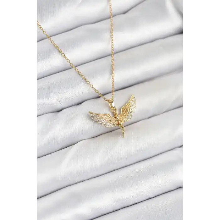 316L Çelik Zincir Gold Renk Melek Model Kadın Kolye