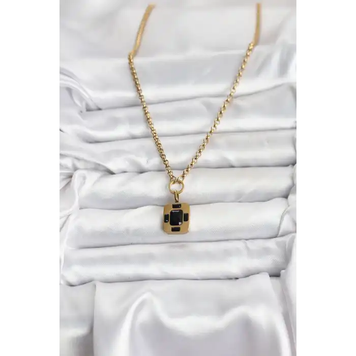 316L Çelik Zincir Gold Renk Vintage Model Kadın Kolye
