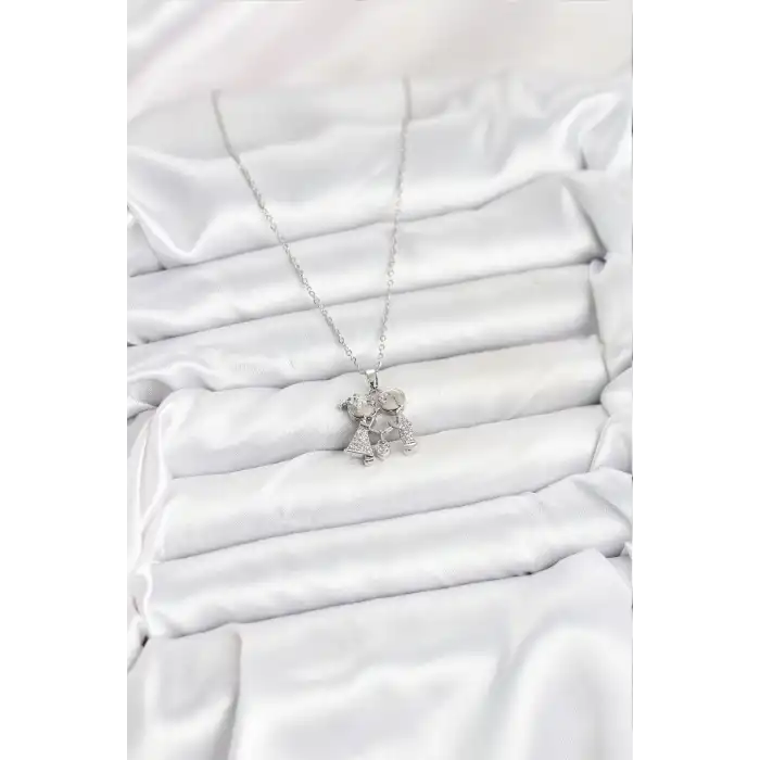 316L Çelik Zincir Gümüş Renk Erkek Kız Model Kadın Kolye
