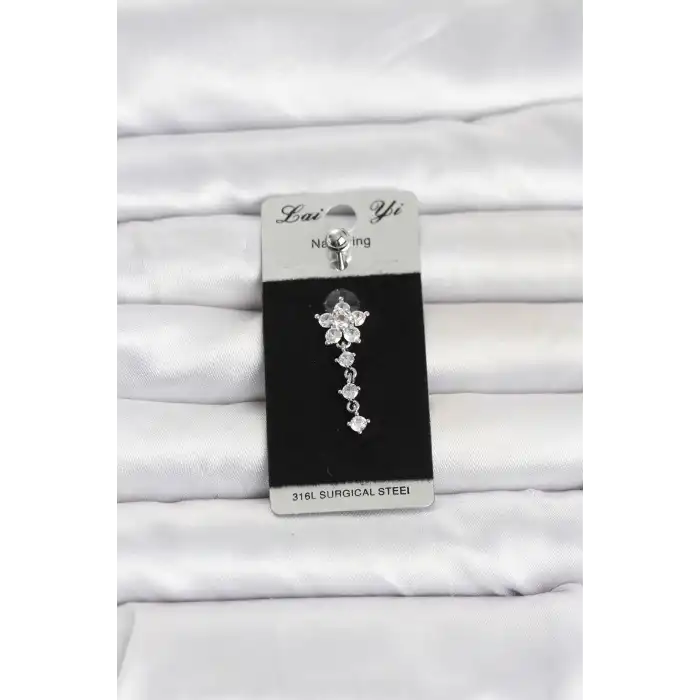 316L Cerrahi Çelik Sallantılı Çiçek Model Göbek Piercing