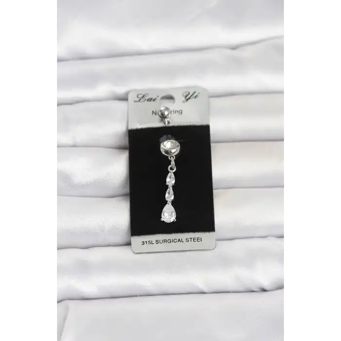 316L Cerrahi Çelik Sallantılı Damla Model Göbek Piercing