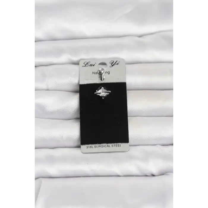 316L Cerrahi Çelik Zirkon Taşlı Göbek Piercing