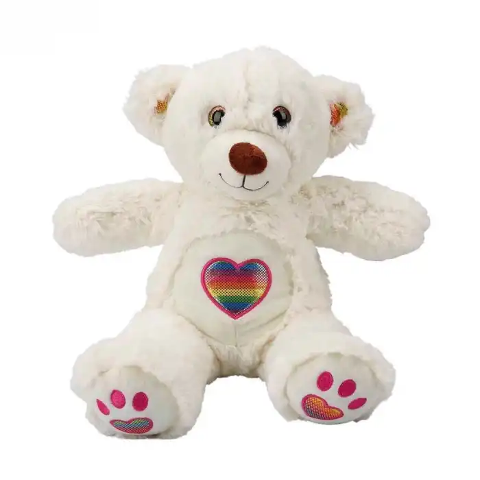 3184 Gökkuşağı Kalpli Peluş Ayı 30 cm