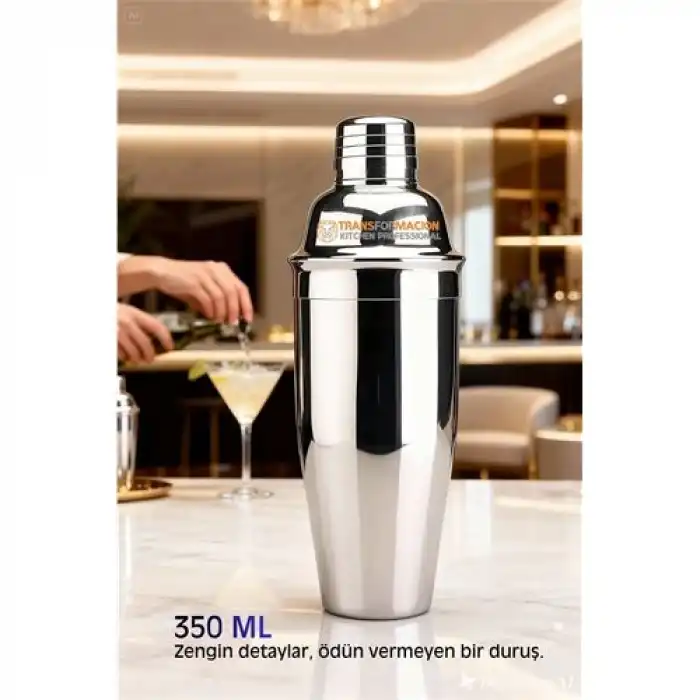 350 ml Inox Shaker - Kokteyl Karıştırma Kabı  Süzgeçli Bar Shaker Paslanmaz Çelik
