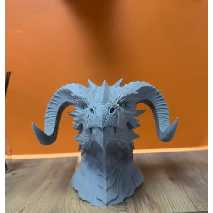 3D Ejderha Başı Heykeli Koleksiyonluk Dekoratif Figür 22x17 cm