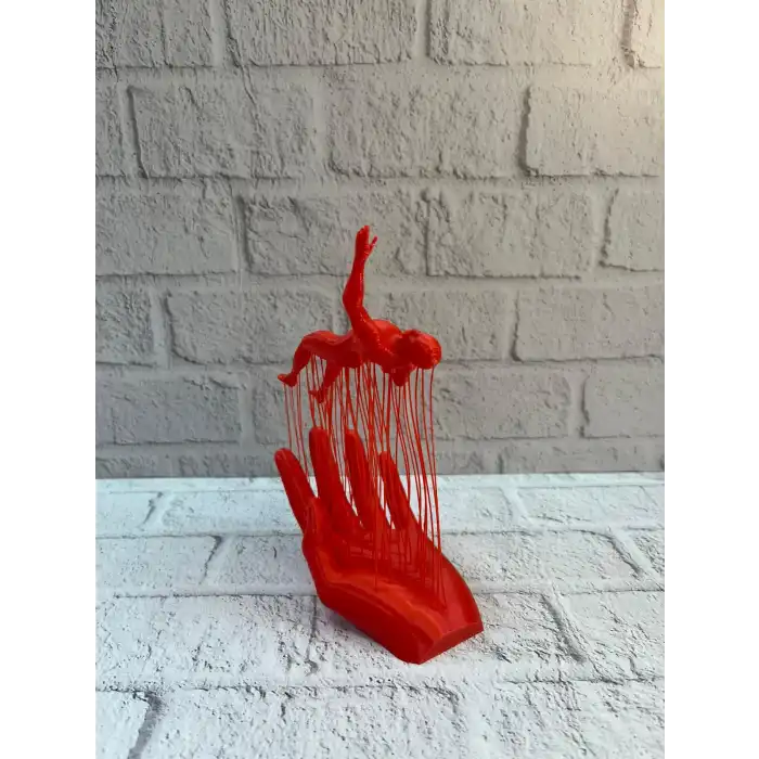 3D El İnsan Figürü Kırmızı Minimal Modern Ev ve Ofis Dekoru 12x18 cm