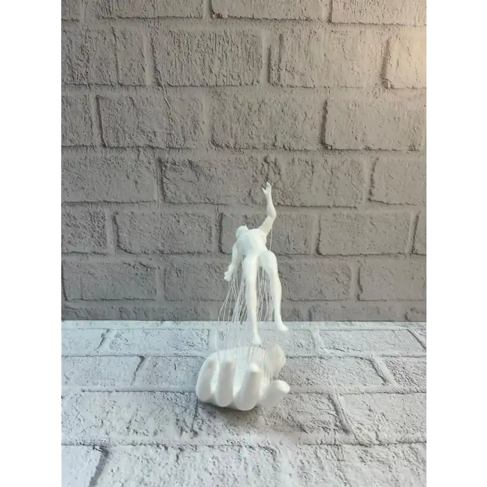 3D El Üzerinde İnsan Figürü Beyaz Minimal Masa Üstü Dekor