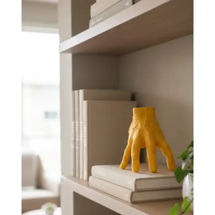 3D Sarı El Dekoratif Biblo 17x16 cm Modern Ev Aksesuarı