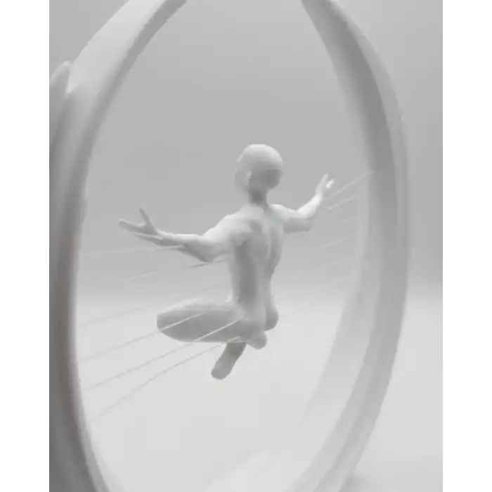 3D Zen Heykeli Ay Formlu Meditasyon Yapan İnsan Figürü Dekor