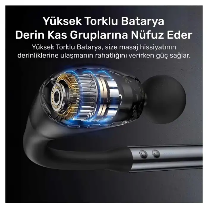 4 Başlıklı Uzun Saplı Ergonomik Profesyonel Sporcu Masaj Tabancası