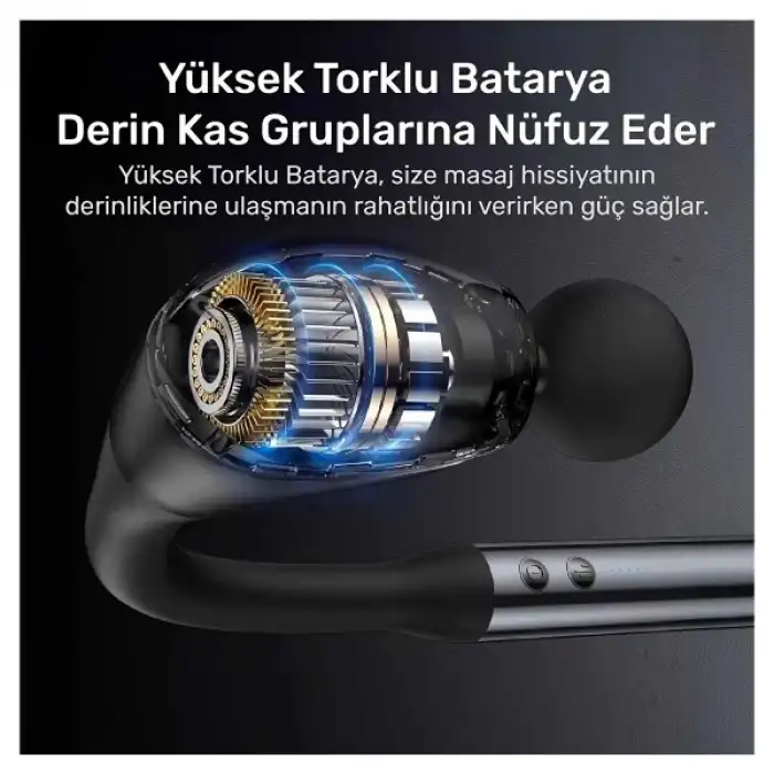 4 Başlıklı Uzun Saplı Ergonomik Profesyonel Sporcu Masaj Tabancası