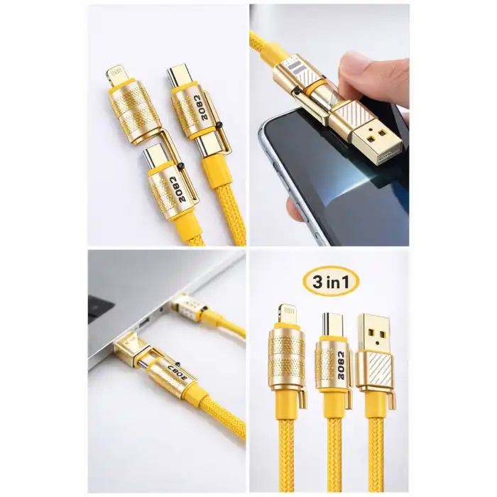 4in1 Hızlı Şarj Ve Data Kablosu Type-c / Lightning / Micro Usb Pl-8631 Bx40