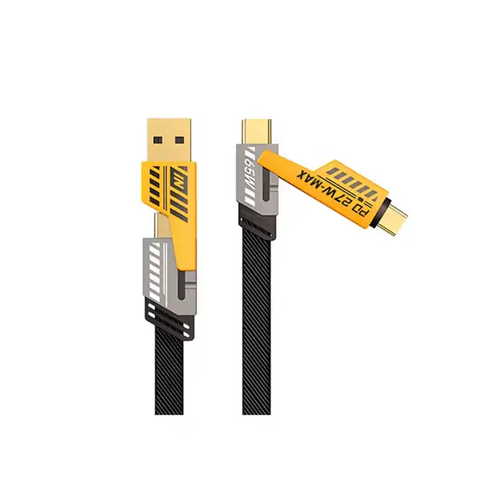 4in1 Type-c 65W to USB-A + Type-c to Lightning 27W Hızlı Şarj Kablosu SİYAH