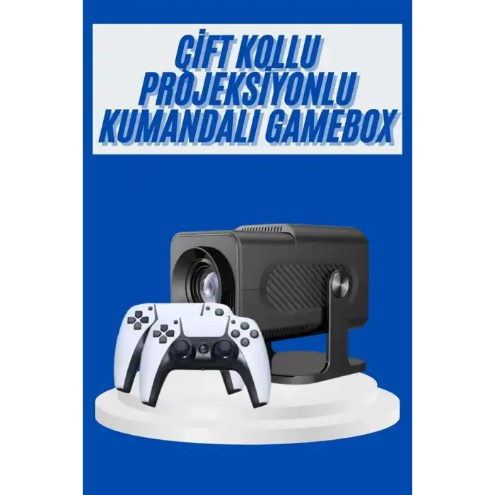 4K Android Smart Wi-fi Çift Kollu Projeksiyon Game Box Kumandalı Taşınabilir