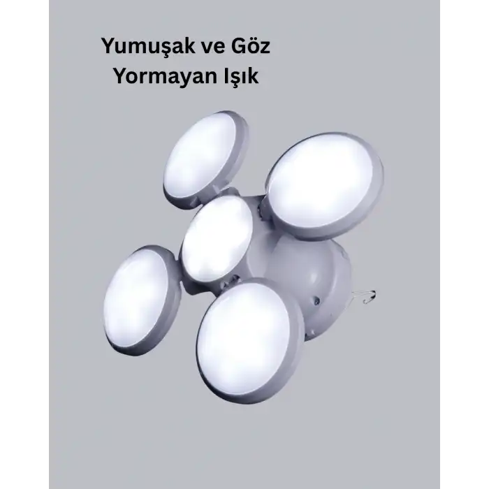 5 Kanatlı Solar Kamp Lambası – Usb Şarjlı, Taşınabilir, Ip65 Su Geçirmez Bahçe Lambası
