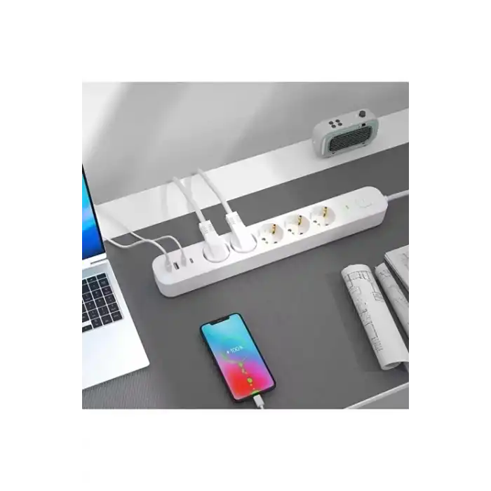 5 Prizli Akım Korumalı Uzatma Kablosu | 2xusb-a + 2xusb-c | 3680w - 2m Kablo