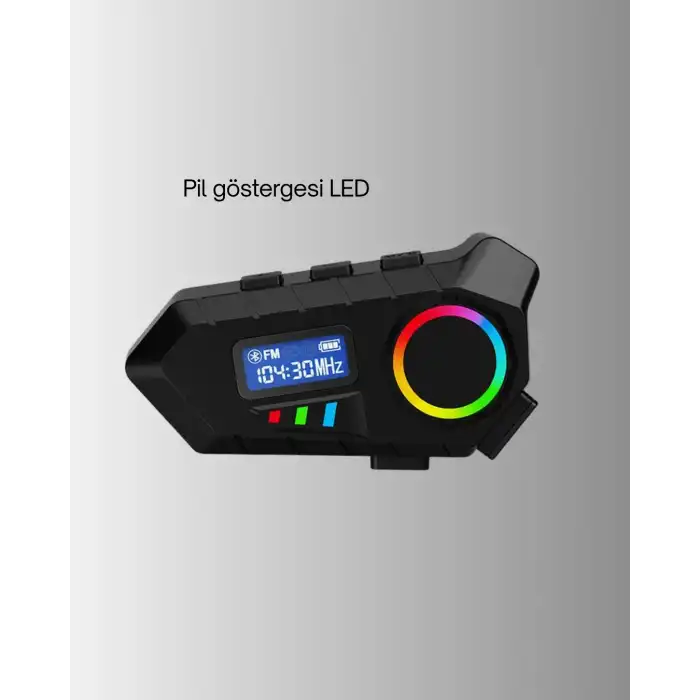 500mAh Bataryalı Bluetooth 5.4  İnterkom LED Ekranlı FM Destekli