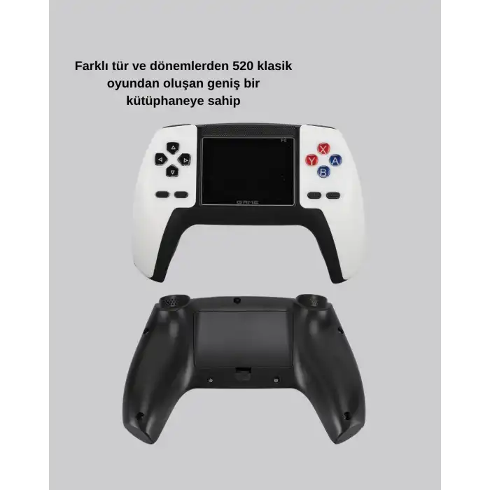 520 Klasik Oyunlu P5™ ControllerView Retro Konsol – Şarjlı,  Ergonomik Tasarım