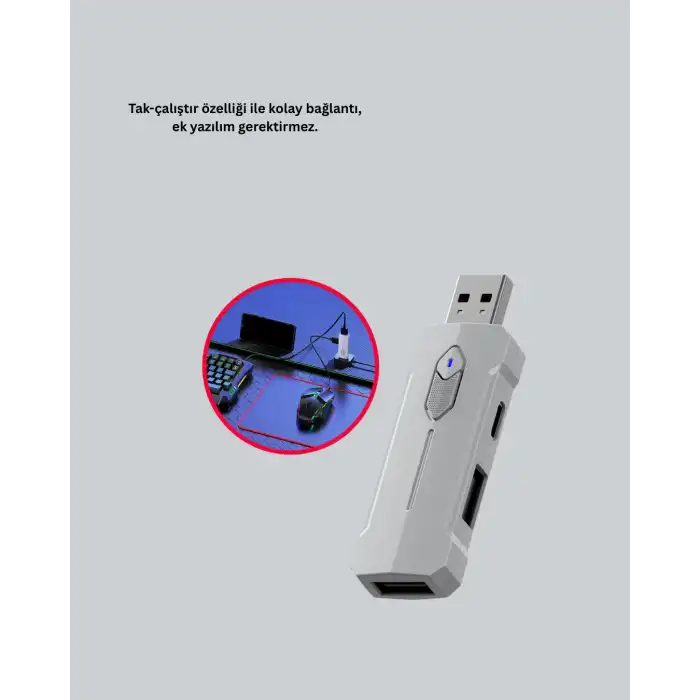 5’i 1 Arada Mobil Oyun Seti Klavye Mouse Dönüştürücü iOS & Android