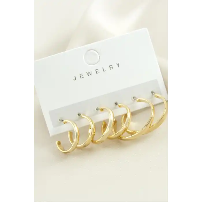 6 Adet Düz Trend Halka Küpe 1,5-2-2,5 cm