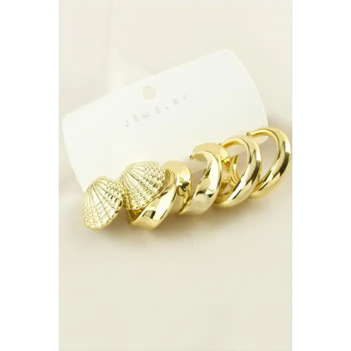 6 Adet İstiridye Trend Metal Küpe