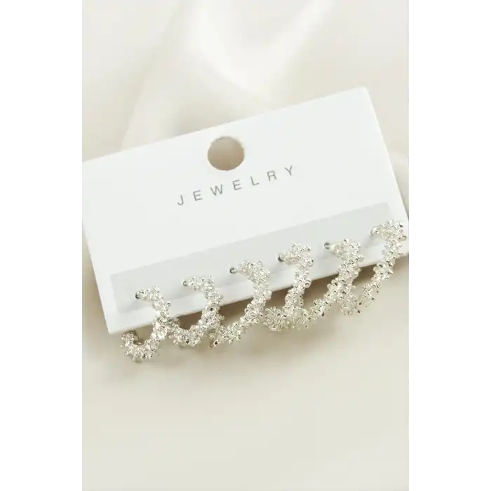6 Adet Zikzak Metal Halka Küpe