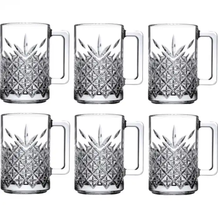 6lı Kulplu Kristal Meşrubat Bardağı
