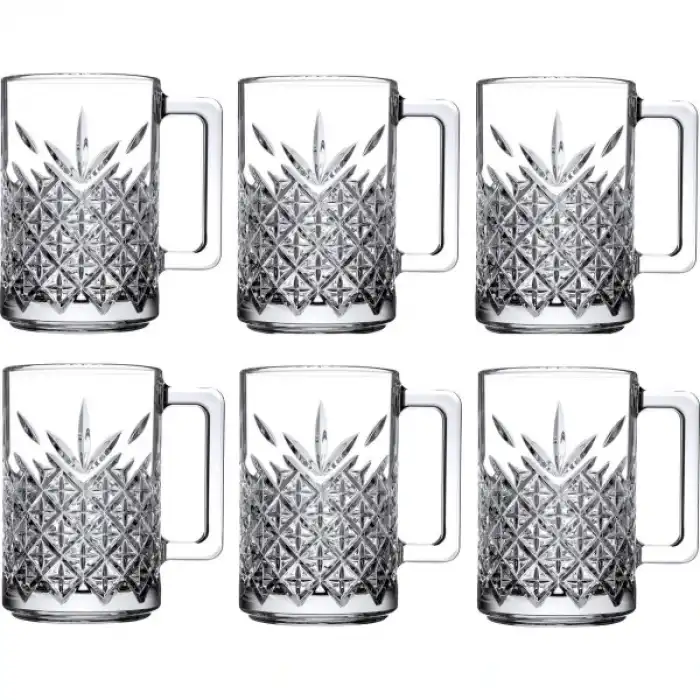 6lı Kulplu Kristal Meşrubat Bardağı