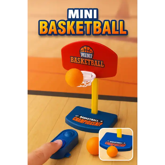 Mini Basketbol Oyunu Seti – 2 Top Dahil, Fırlatma Mekanizmalı Eğlenceli Masa Oyuncağı (3+ Yaş)