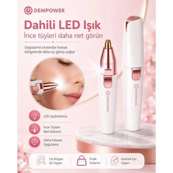 Kadınlara Özel 2 Başlıklı Kaş Düzeltici ve Hassas Bölge Tüy Alma Epilasyon Aleti
