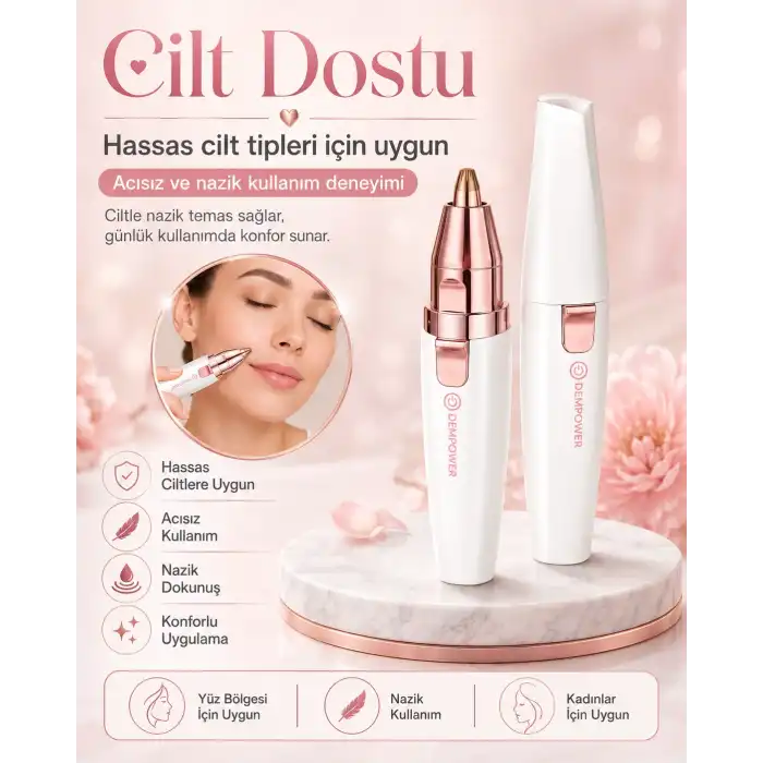 Kadınlara Özel 2 Başlıklı Kaş Düzeltici ve Hassas Bölge Tüy Alma Epilasyon Aleti