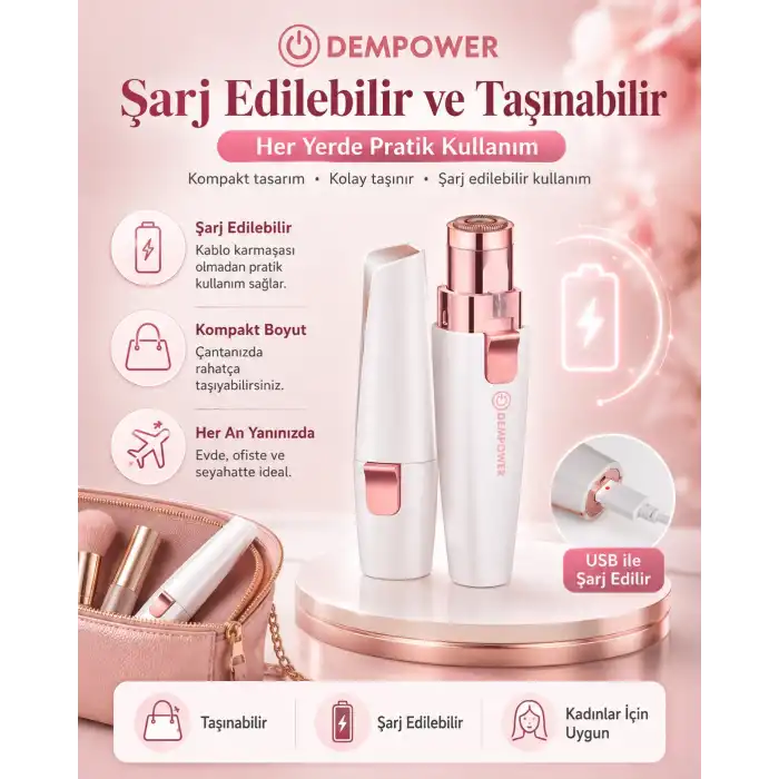 Kadınlara Özel 2 Başlıklı Kaş Düzeltici ve Hassas Bölge Tüy Alma Epilasyon Aleti