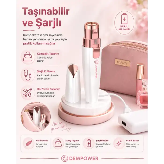 2 Başlıklı Kadın Epilasyon Aleti Kaş Şekillendirici ve Yüz Tüy Alma Cihazı